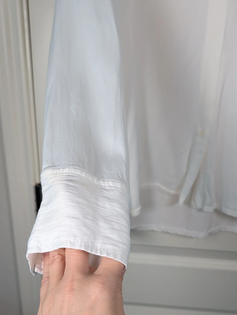 Zara White Button-Up Silk Blouse - Picture 6 of 11